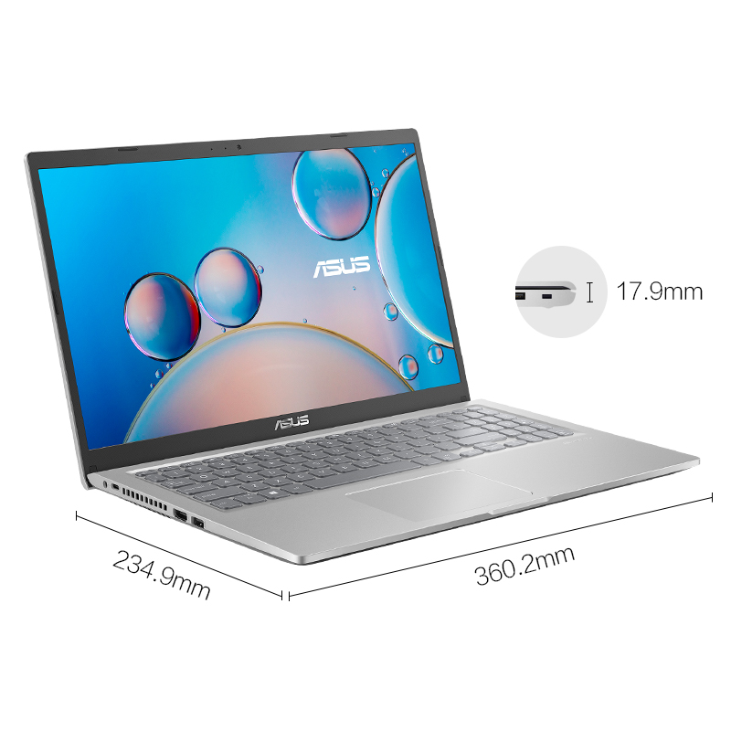 华硕(ASUS) Vivobook15 2021版 11代英特尔酷睿i7 15.6英寸轻薄笔记本电脑(i7-1165G7 16G 512 锐矩 Win11)银