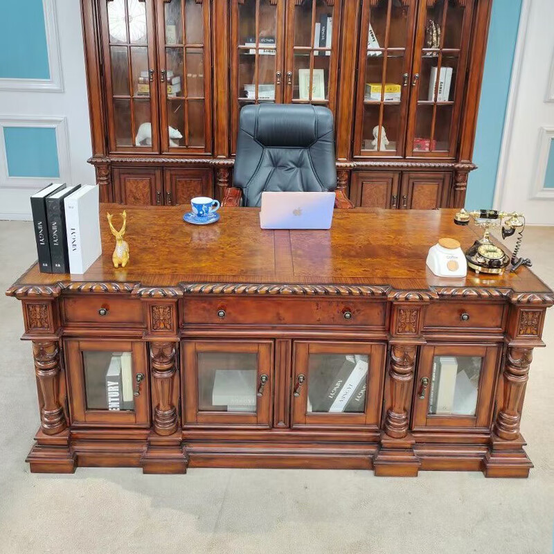 首杰美国总统桌白宫坚毅桌办公桌美式欧式书桌老板桌电脑桌班台实木