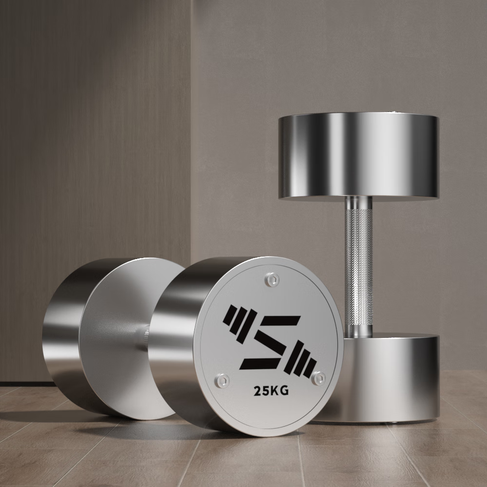 纯钢钛金防锈哑铃男士健身家用杠铃多功能组合 纯钢电镀款25kg一对