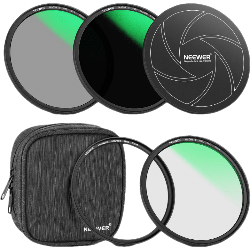 纽尔（NEEWER）磁吸滤镜套装 UV镜保护镜CPL偏振镜ND1000ND镜减光镜滤镜转接环镜头盖单反相机通用配件风光摄影 UV+CPL+ND1000+转接环+镜头盖 77mm