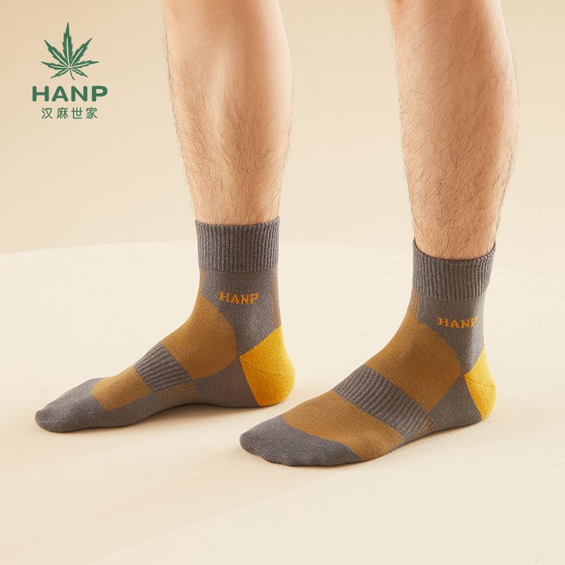 hanp汉麻世家|时尚休闲男袜抗菌透气不磨脚春夏款袜子百搭 深灰色 24