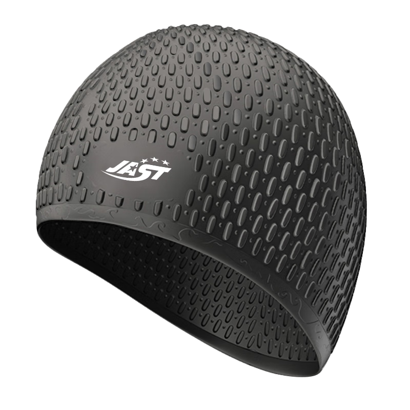 佳斯特（JAST） 泳帽 防水硅膠顆粒泳帽 男女舒適加大款不勒頭泡泡泳帽 JYM309 307加大款黑色泳帽