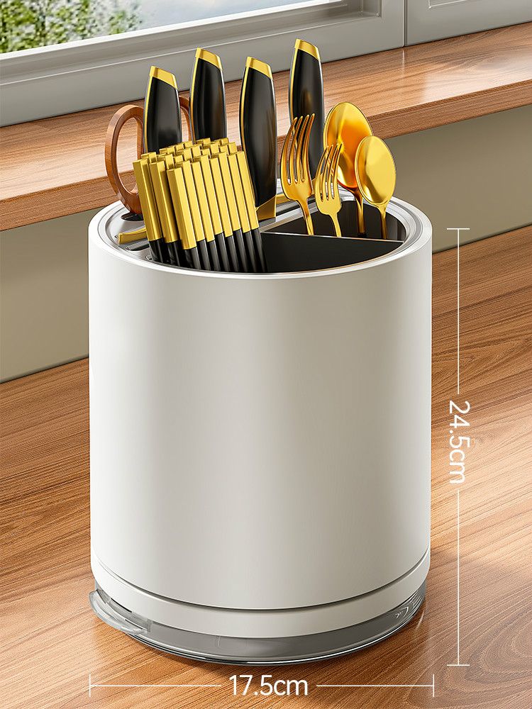 阿马福云厨房旋转刀架置物架家用台面多功能筷笼筷筒刀具一体收纳盒