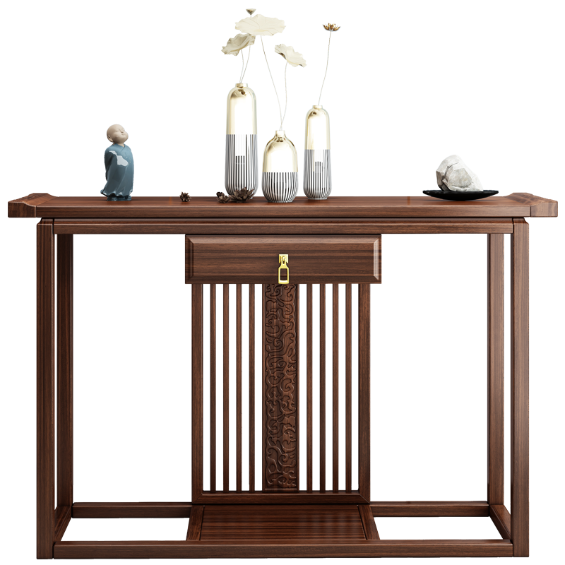 景腾 新中式乌金木实木玄关桌入户走廊门厅装饰台客餐厅隔断条案桌供台端景台玄关台 玄关