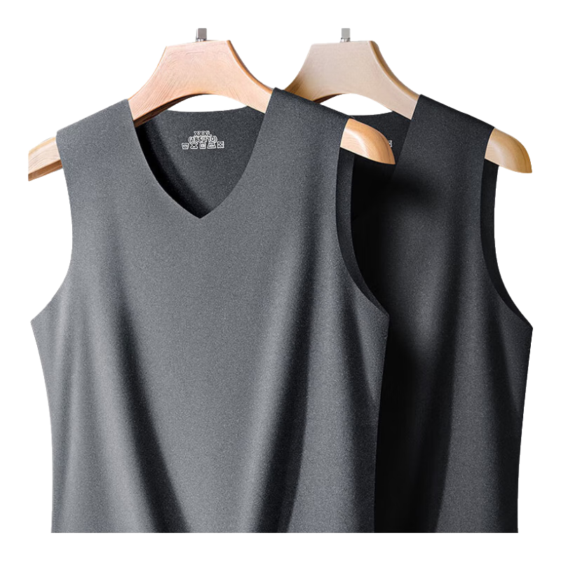 莫代尔2件男士保暖背心男无痕双面加厚加绒秋冬季加大码打底衫坎肩马甲 【无痕保暖 2件装】黑色+深灰 2XL (建议125-150斤)