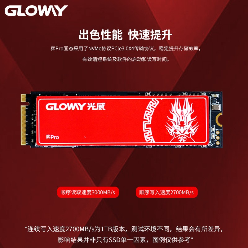 光威（Gloway）1TB SSD固态硬盘｜M.2接口(NVMe协议)｜弈Pro系列｜独立缓存