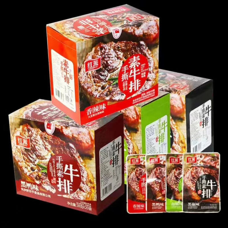 红派  手撕素牛排素肉大牛排零食小吃休闲食品豆干辣条独立包盒 28克
