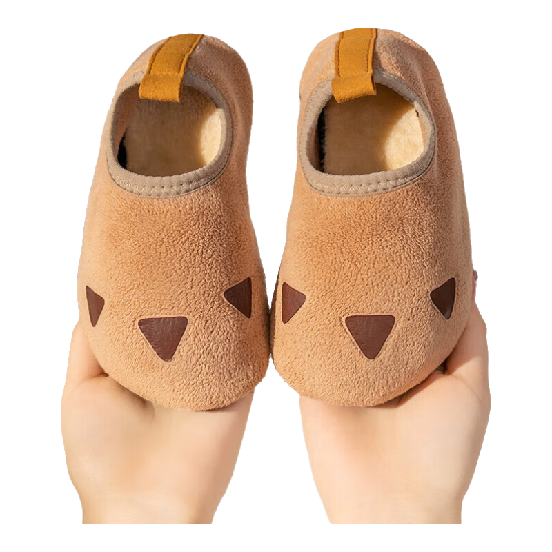 秋冬薄款地板鞋儿童居家熊爪袜套男女防滑卡通软底一脚蹬家居拖鞋 卡其爪 150适合脚长14.4-15.3cm