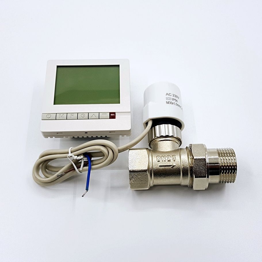 地暖自动温控阀 智能电动温控阀恒温阀 全铜阀门镀镍带面板执行器