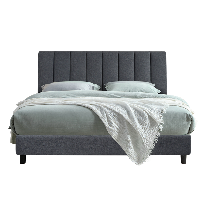 雅兰布艺床现代简约双人床1.5米轻奢婚床主卧家具松木床架 马卡龙(深灰色)1.8*2.0米