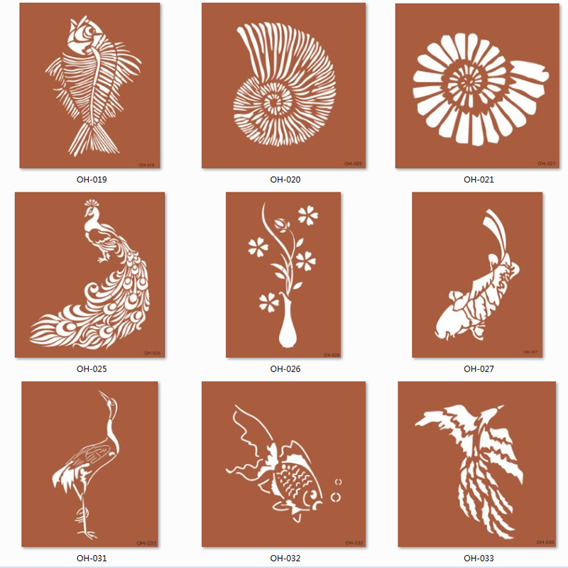 硅藻泥镂空模板喷漆镂印模具艺术涂料漆羽毛卡通花草欧花图案定制 三