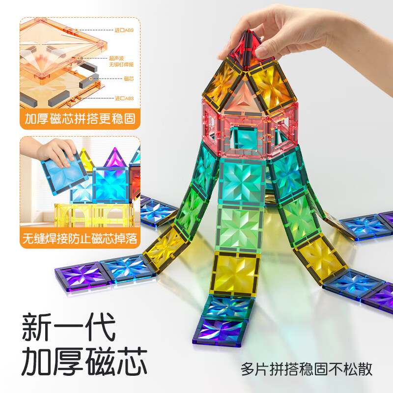 斯威(SWAY)磁力片儿童益智玩具3-6岁磁力积木拼插磁吸玩具男女孩生日礼物 24D钻面彩窗*240件(送收纳箱)