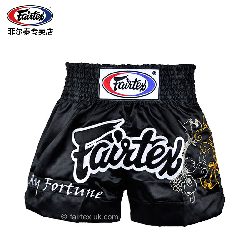 Fairtexfairtex菲泰泰拳短褲散打格斗訓(xùn)練拳擊褲成人MMA搏擊專業(yè)比賽短褲 黑色 M