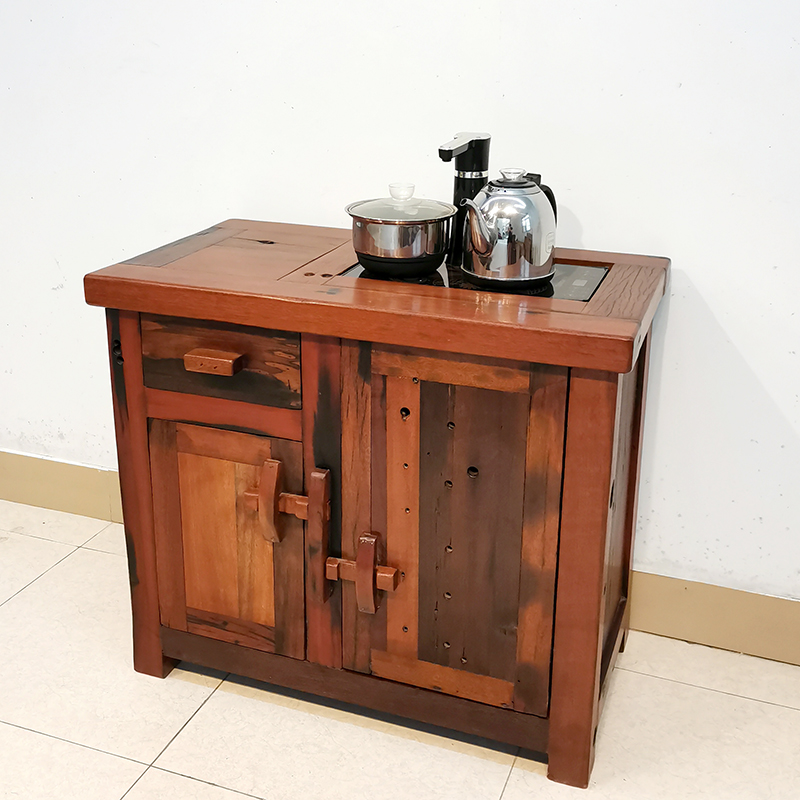 杞沐老船木茶水柜转角餐边柜实木中式烧水台家用茶水架置物架客厅茶柜