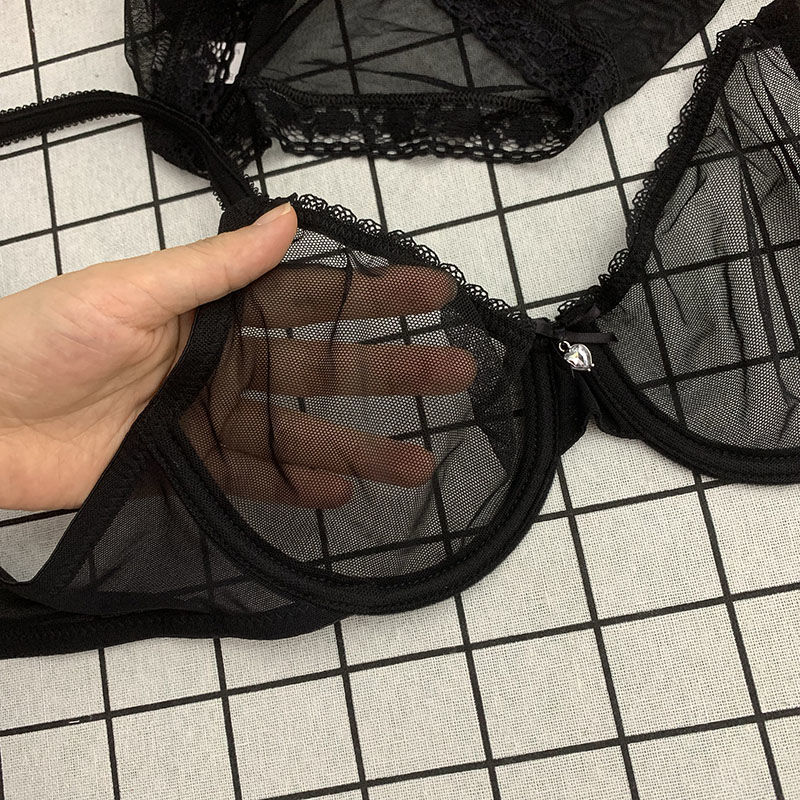 苾旎 透明胸罩全透明文胸套装带钢圈女士白色兴趣内衣床上网透明 白色