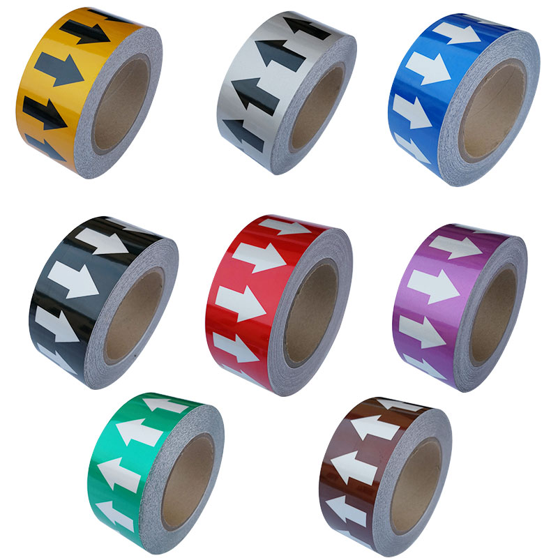 瑞珂韦尔(rockwell)反光标识贴工业管道介质流向箭头色环带 绿底白箭