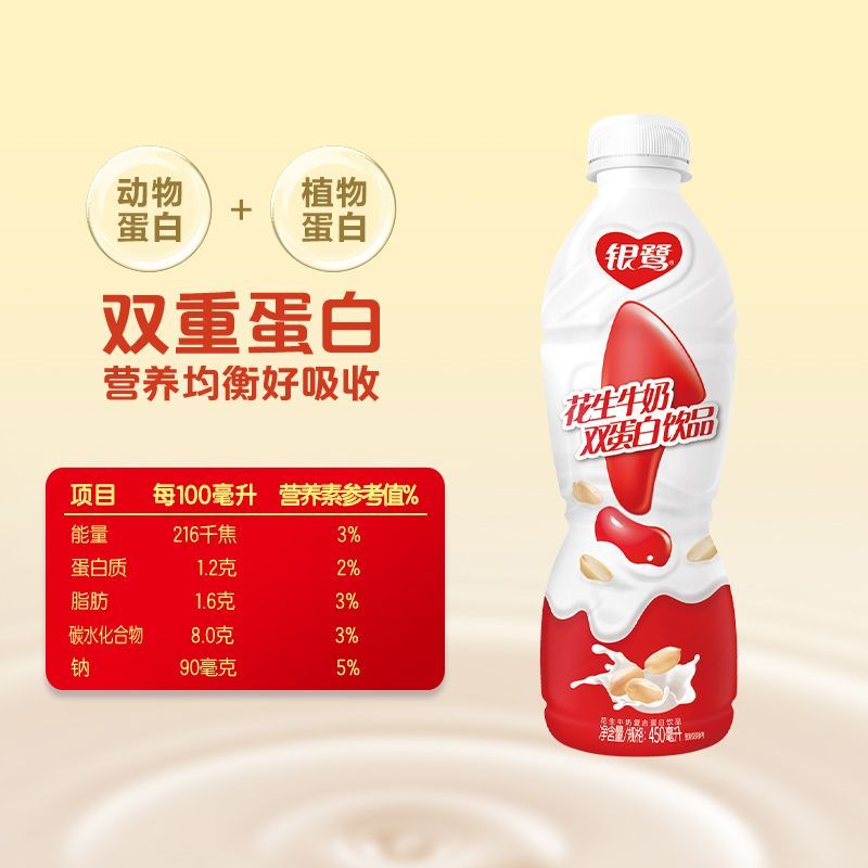 银鹭花生牛奶350/450mlx6/8瓶装整箱蛋白牛奶营养早餐奶新鲜日期 花生