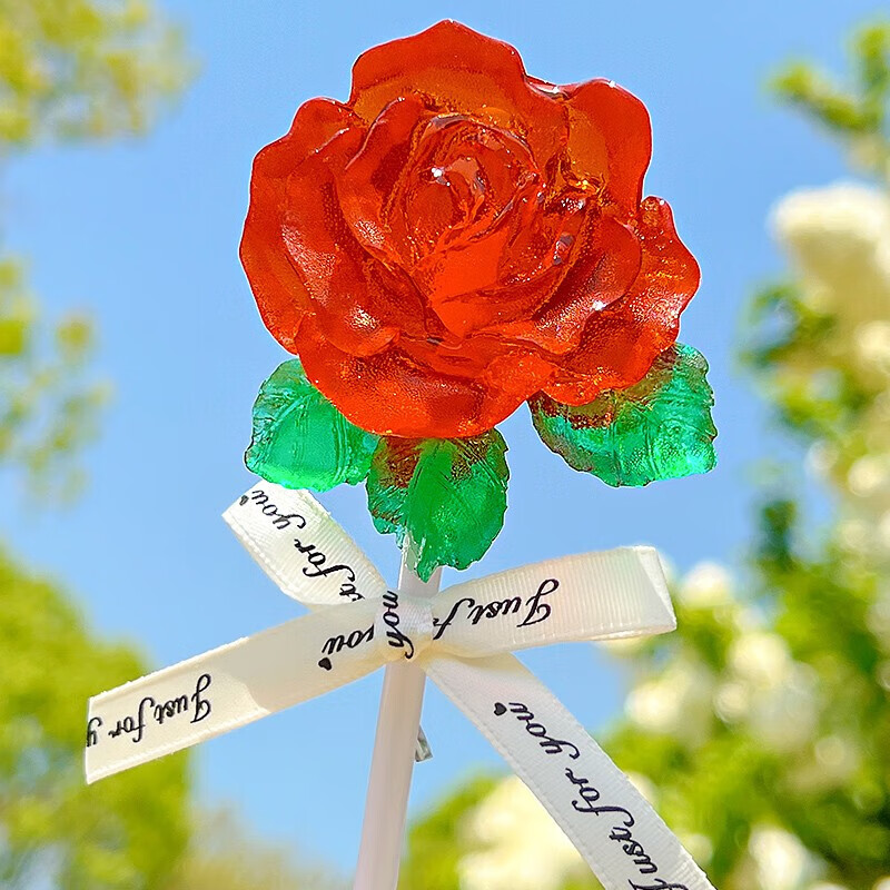 速缘乐立体玫瑰花棒棒糖婚礼礼物高颜值伴手礼糖果水晶创意女友老师