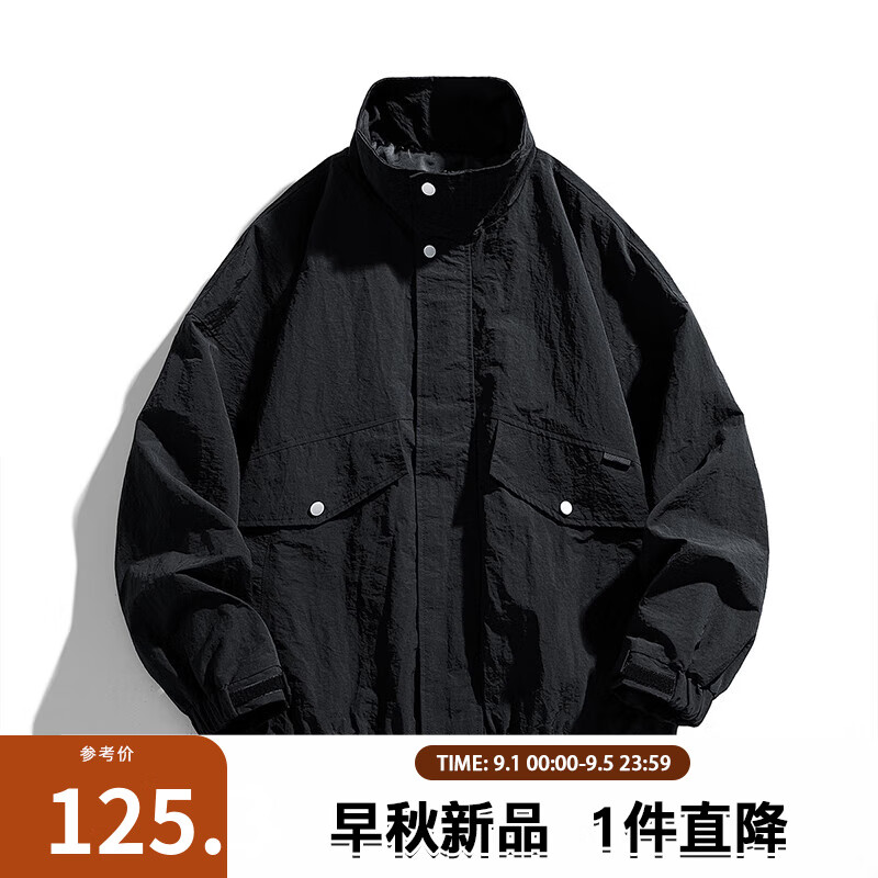 viishow美式复古夹克外套男款春秋季高级感潮牌山系工装冲锋男 石墨黑 XL怎么样,好用不?