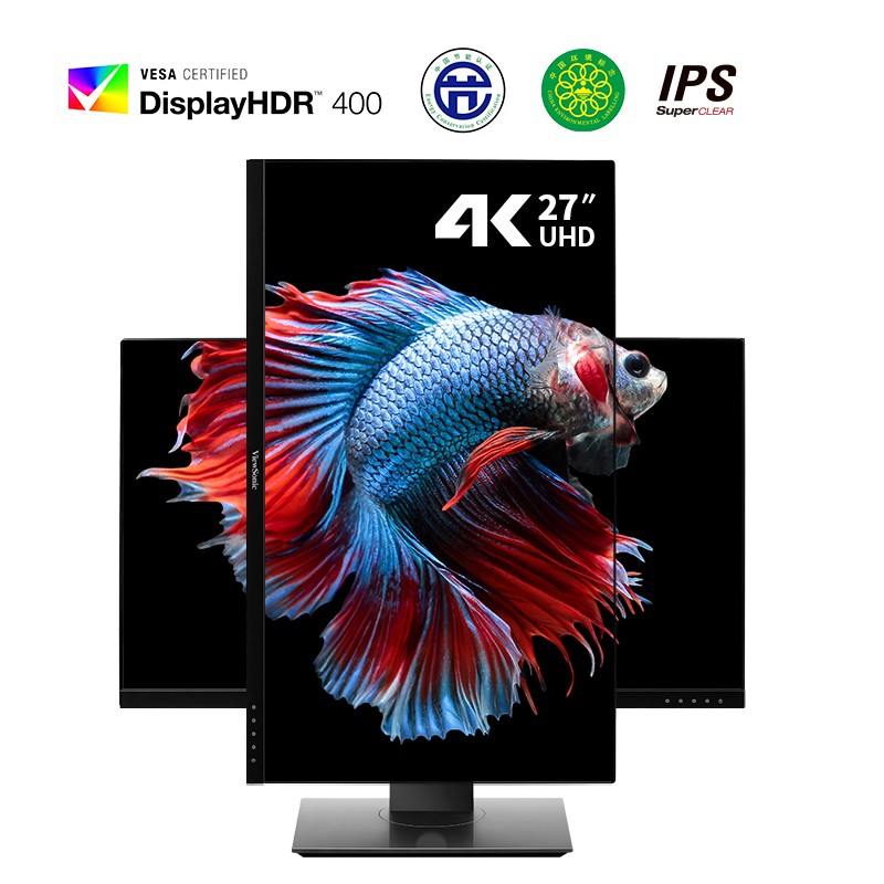 优派 27英寸显示器 4K超高清 IPS HDR400 120%sRGB 旋转升降可壁挂办公 ps4电脑显示器VX2780-4K-HD-2