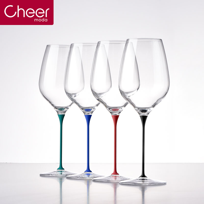 Cheer启尔红酒杯家用高脚杯 水晶玻璃杯酒具套装 葡萄酒杯彩色杆4色JB-LA03 4只装