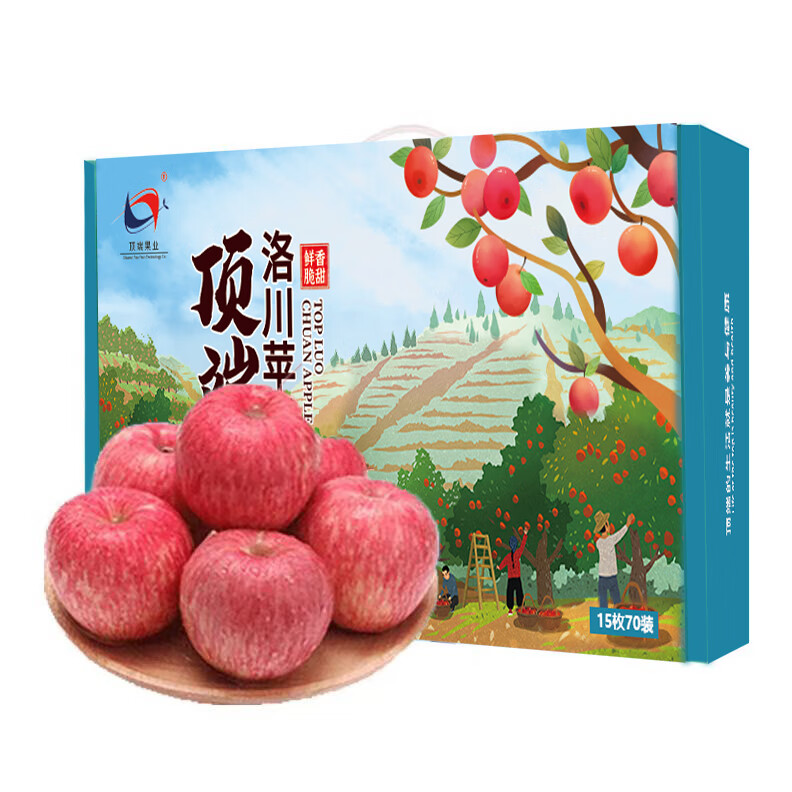 洛川苹果陕西时令苹果水果红富士苹果礼盒装水果生鲜新鲜脆甜 15枚70mm甄选果颜值礼盒