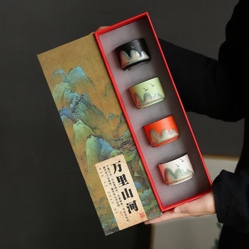 循一远山功夫茶杯套装家用送礼陶瓷主人杯个人品茗杯礼盒装 万里河山直口杯 【礼盒装】高性价比高么？