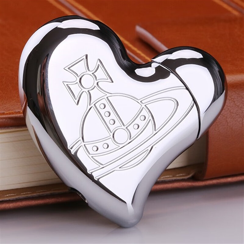 画元堂vivienne薇薇安大土星心形打火机小巧创意个性防风 银色 原装