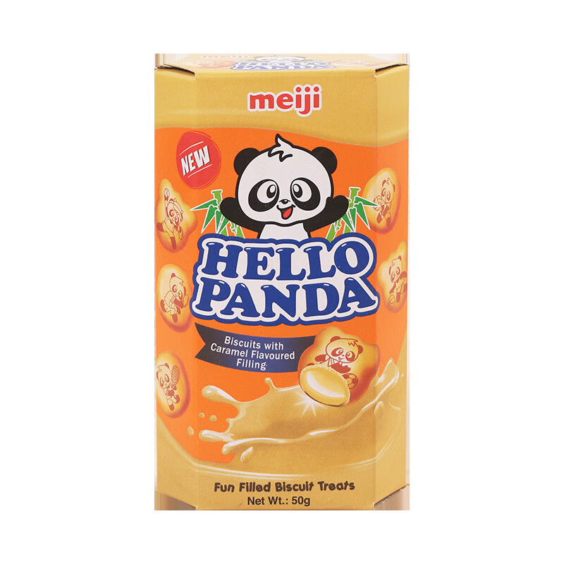 meiji/明治熊猫图案夹心饼干儿童解馋休闲食品50g 明治/熊猫【焦糖】