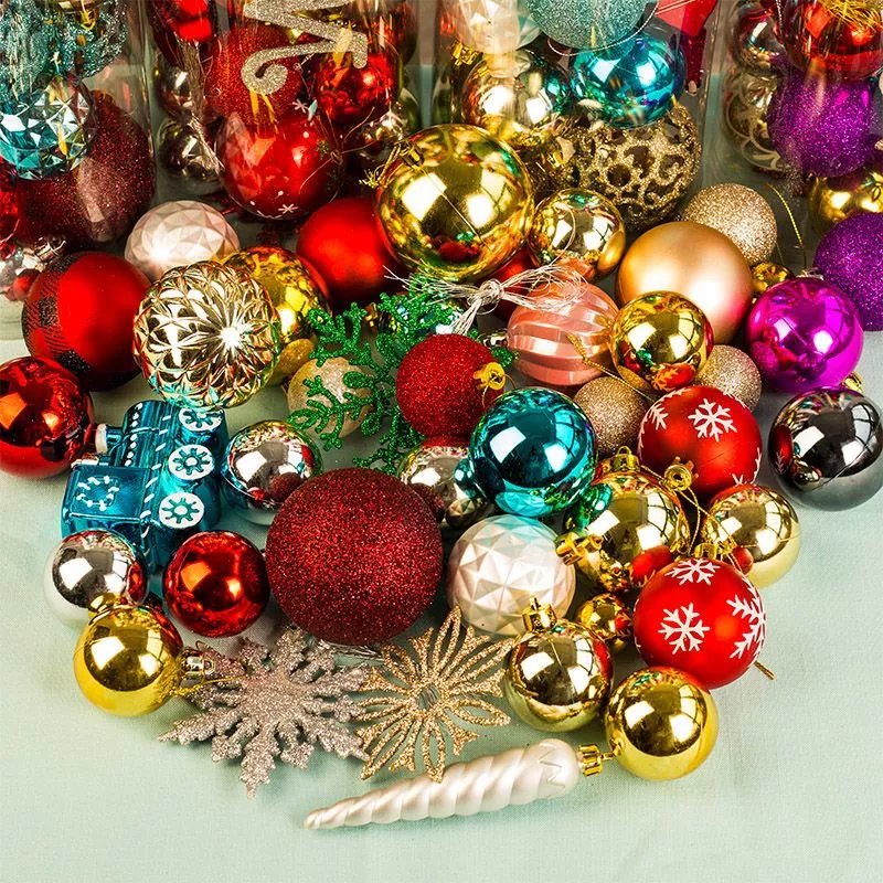 圣诞节装饰品圣诞球异形球多多包圣诞树配件小挂件吊件彩色 13-18个亮彩圣诞球