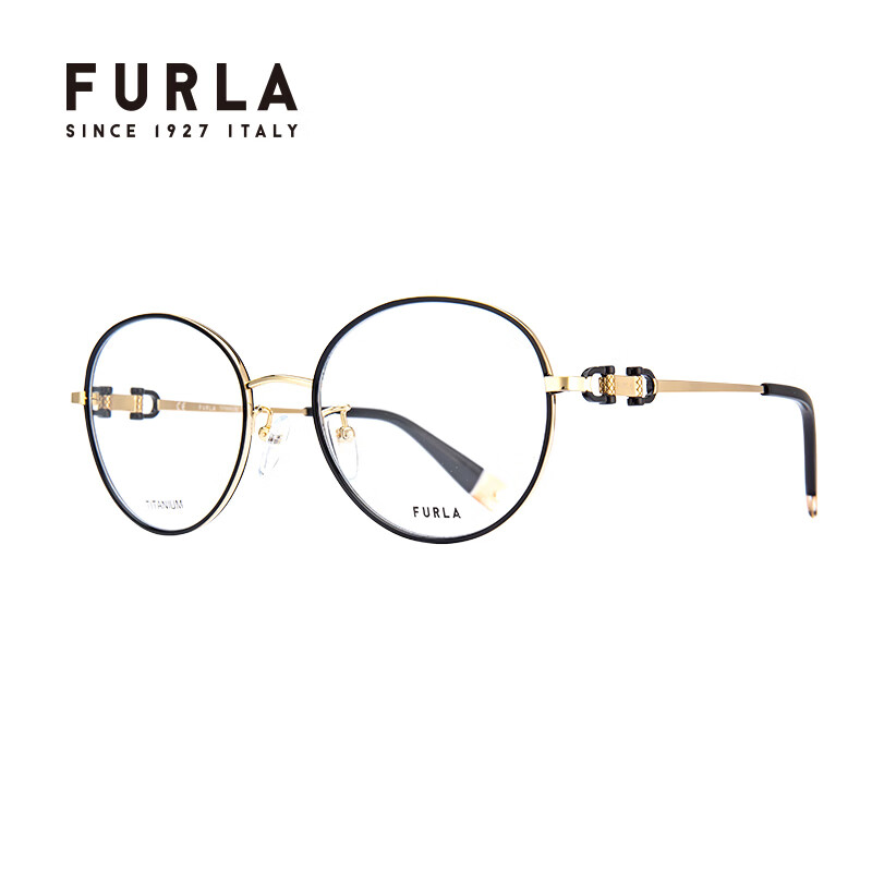 furla女全框钛近视眼镜框vfu412j 亮浅金色 54