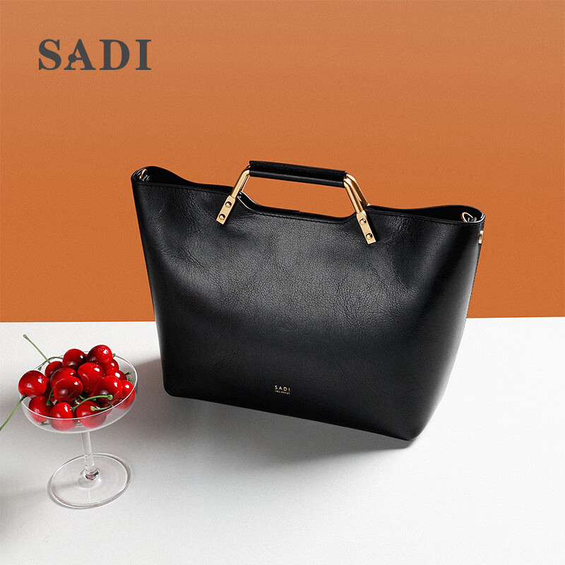 sadi萨迪托特包高级感大容量手提包女女士包包手拎牛皮女包 黑色