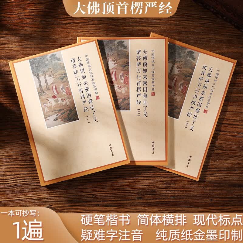 【新版】地藏经心经手抄本大悲咒楞严经药师经抄经本字帖法华经描 【楞严经3册 赠1笔20芯】