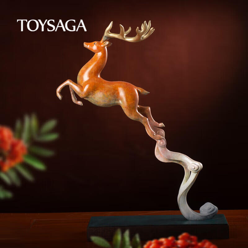 铜艺世家(toysaga)全铜鹿摆件家居饰品文创礼品飞天鹿铜玄关客厅工艺