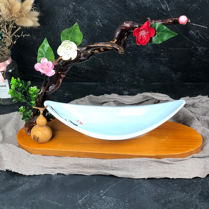 创意根雕冷菜盘意境菜个性造型酒店摆盘特色异形凉菜装饰盘饰 一叶