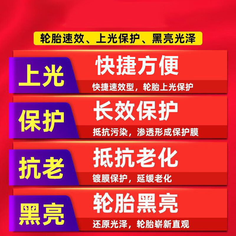 轮胎镀膜剂光亮剂持久防水防裂老化不沾土增黑亮保养轮胎蜡翻新剂 1瓶装