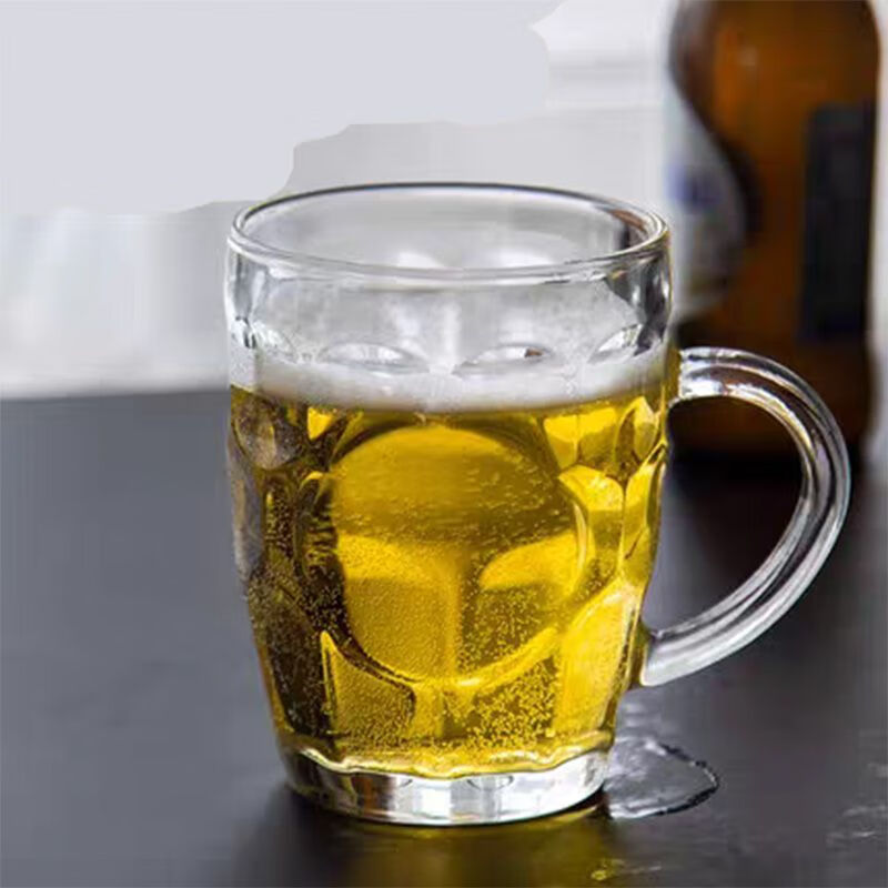 贝柚贝柚啤酒杯扎啤杯果汁玻璃杯小麦啤酒杯带把精酿啤酒杯随机发