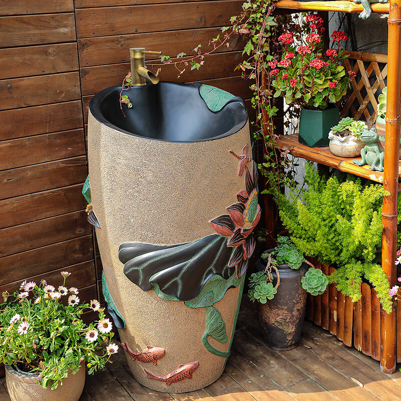 汉韵堂中式创意庭院花园洗手盆户外专用洗手台中国风立柱式立柱盆 w01