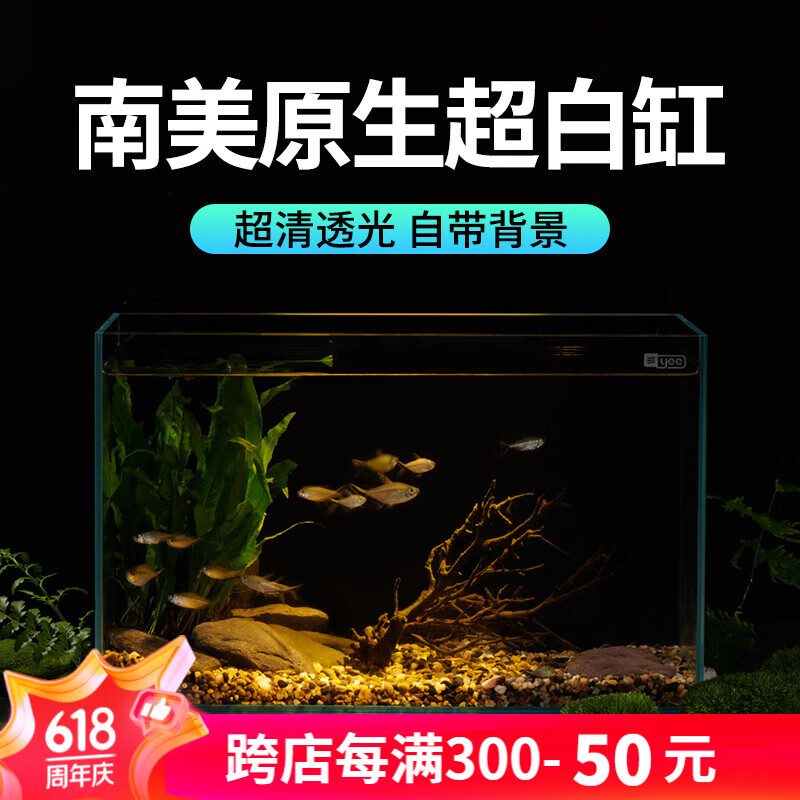 裸缸造景南美原生溪流缸桌面生态乌龟缸 南美原生超白缸 30*17*20cm