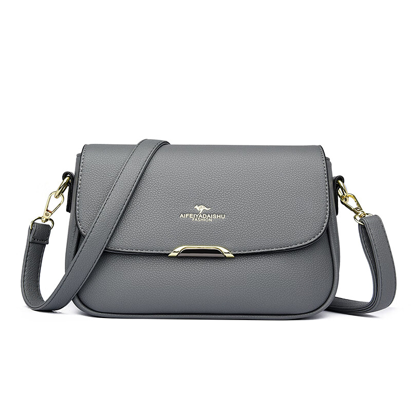 真皮包包女2024新款中年妈妈包百搭牛皮女士单肩斜挎女包 灰色