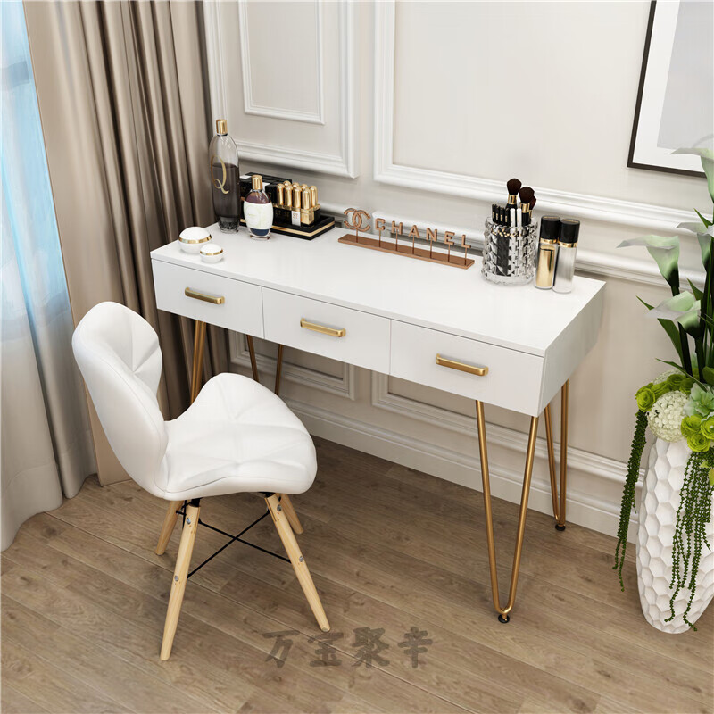 梳妆台镜子可隐藏化妆柜台卧室多功能化妆桌无镜式梳妆台小型卧室不带