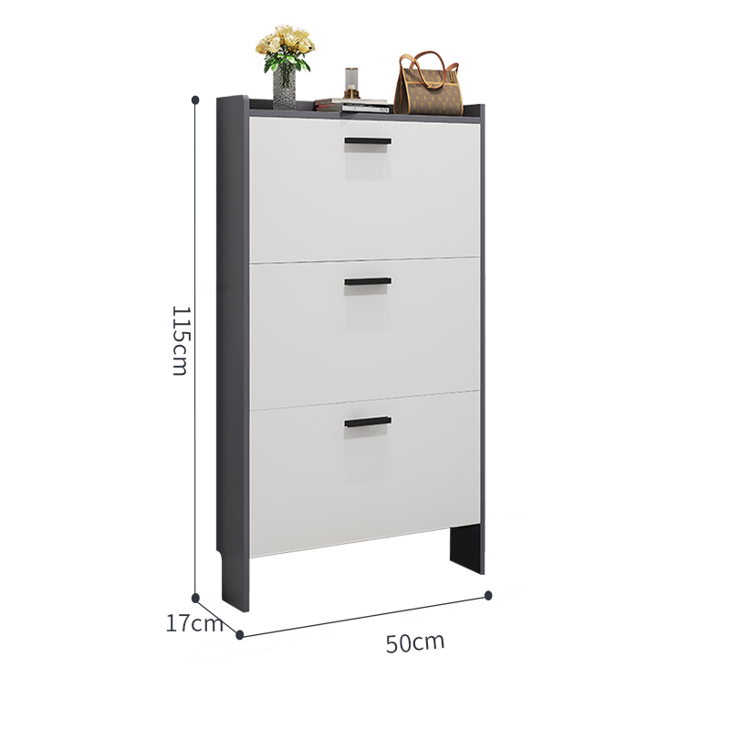 玄关鞋柜 灰色翻斗鞋柜17cm简约现代北欧省空间家用门口简易玄关柜 灰