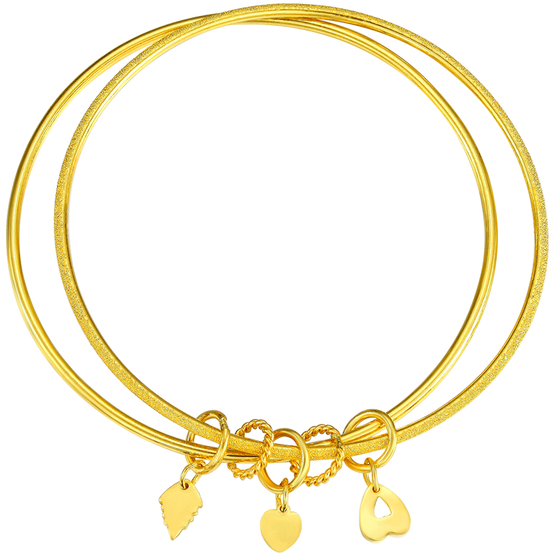 潮宏基 浓情蜜意黄金手镯女士足金手镯空心生日礼物 计价W C 约13.6g