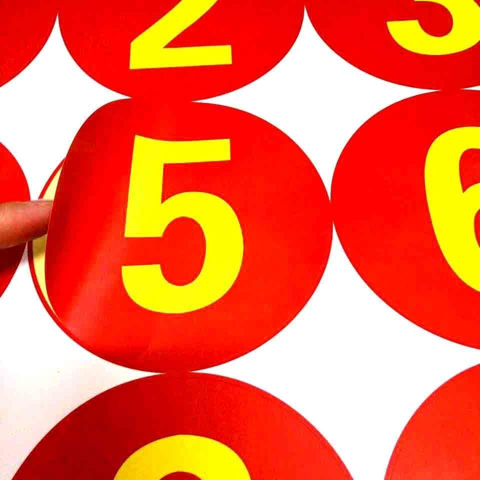 数字贴纸编号1-10小号10cm圆防水防油数字不干胶标签餐桌号楼层号 防