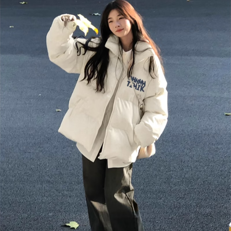 沫婉琦港味chic加厚棉服女冬超厚面包服美拉德穿搭棉服美式hiphop外套