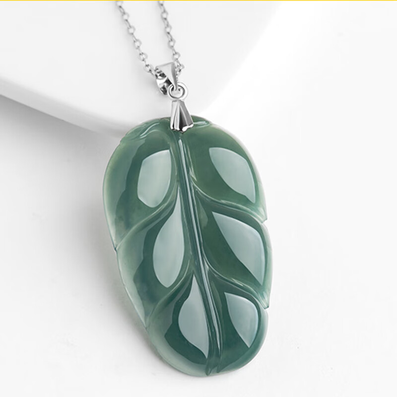 虎薇a货翡翠优质树叶葫芦吊坠花件女款百搭玉坠项链冰种玉石挂件