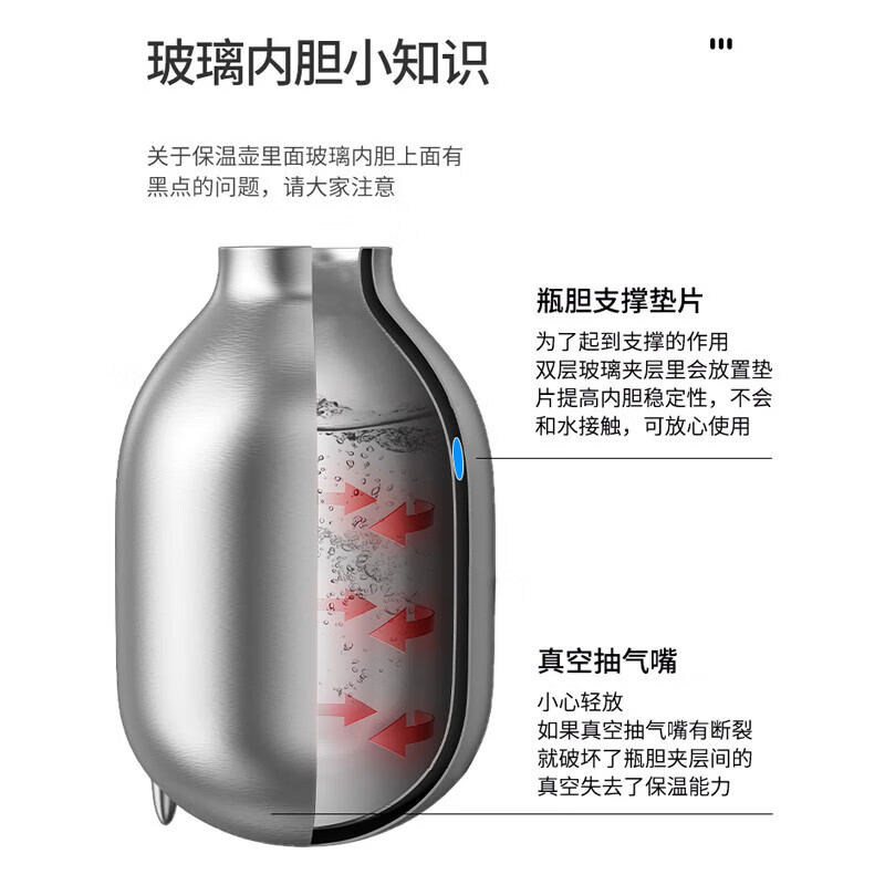 乐唯诗（LOVWISH） 保温壶家用办公室保温瓶热水瓶车载水壶暖水壶玻璃内胆开水瓶 樱花粉【温显款】1000ml