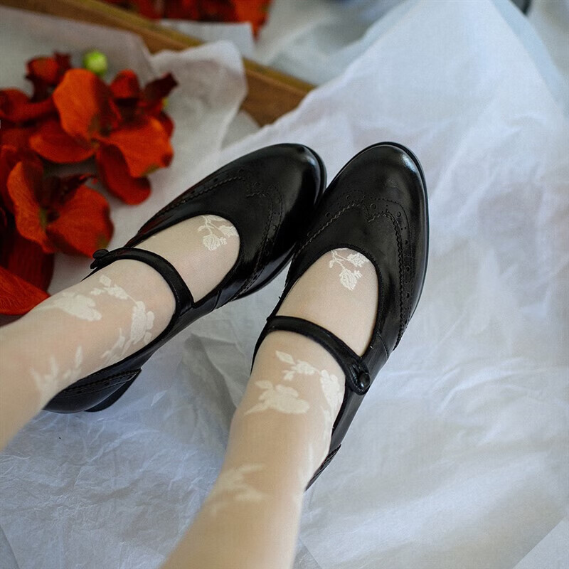 复古玛丽珍皮女鞋古着vintage旗 【】林徽因黑 41