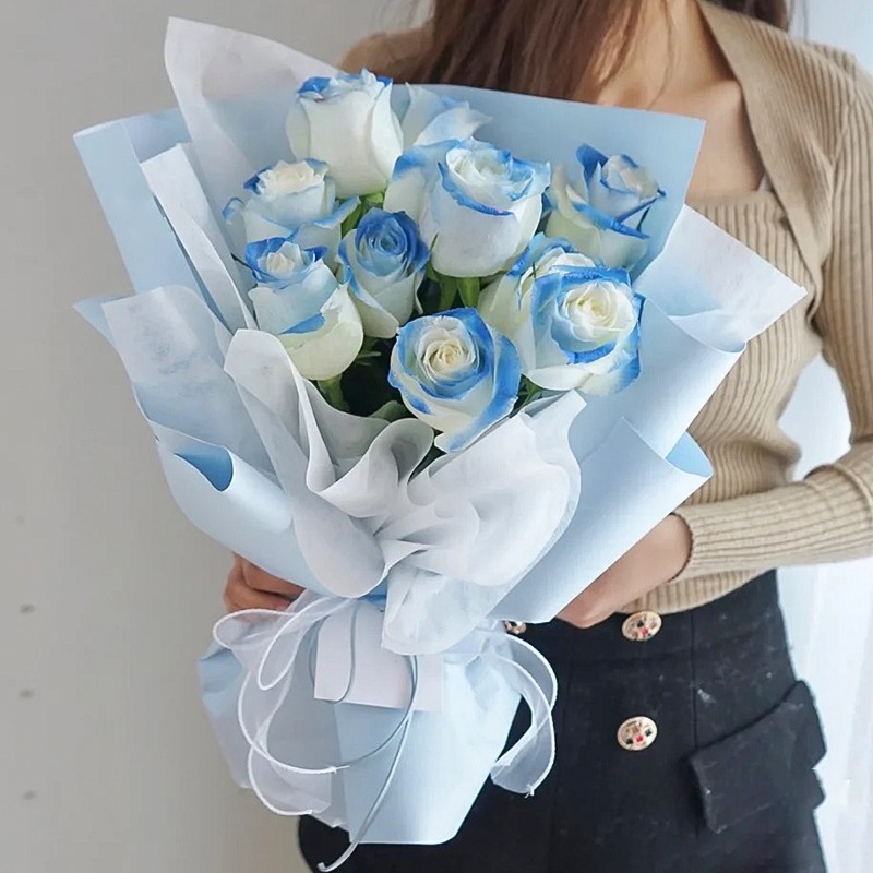 11朵密西根碎冰蓝花束—一生追求