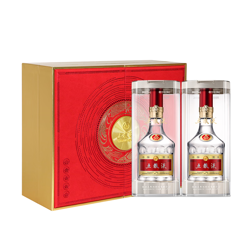 京东百亿补贴:五粮液 第八代普五 浓香型白酒 52度 500ml*2瓶 礼盒装